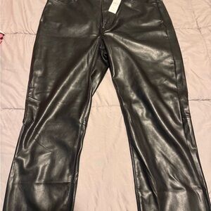 GAP Black Faux Leather Straight Leg Pants